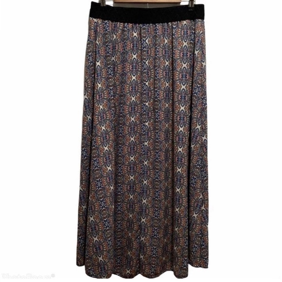 LuLaRoe Dresses & Skirts - Lularoe Lucy Full Length Patterned Skirt Elastic Kaleidoscope pattern Large